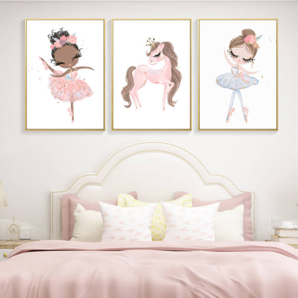 Ballet Ballerina Kids Decoration Pink Girl Nursery Poster