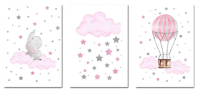 Cartoon Pink Canvas Nursery Poster