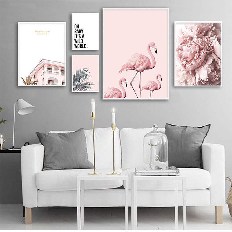 Pink Colored Canvas Wall Poster