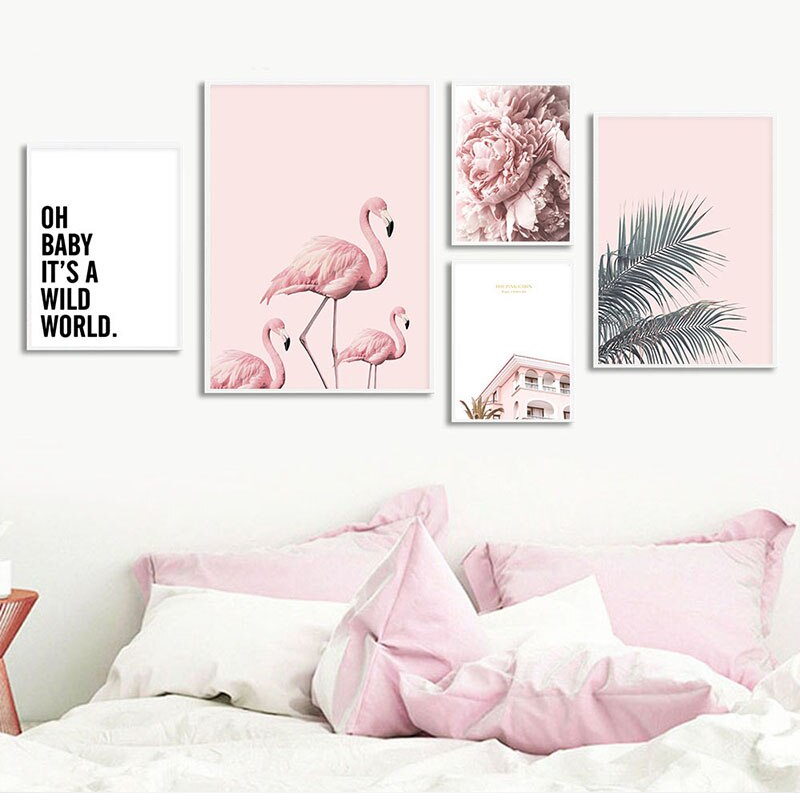 Pink Colored Canvas Wall Poster