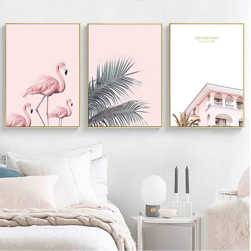 Pink Colored Canvas Wall Poster